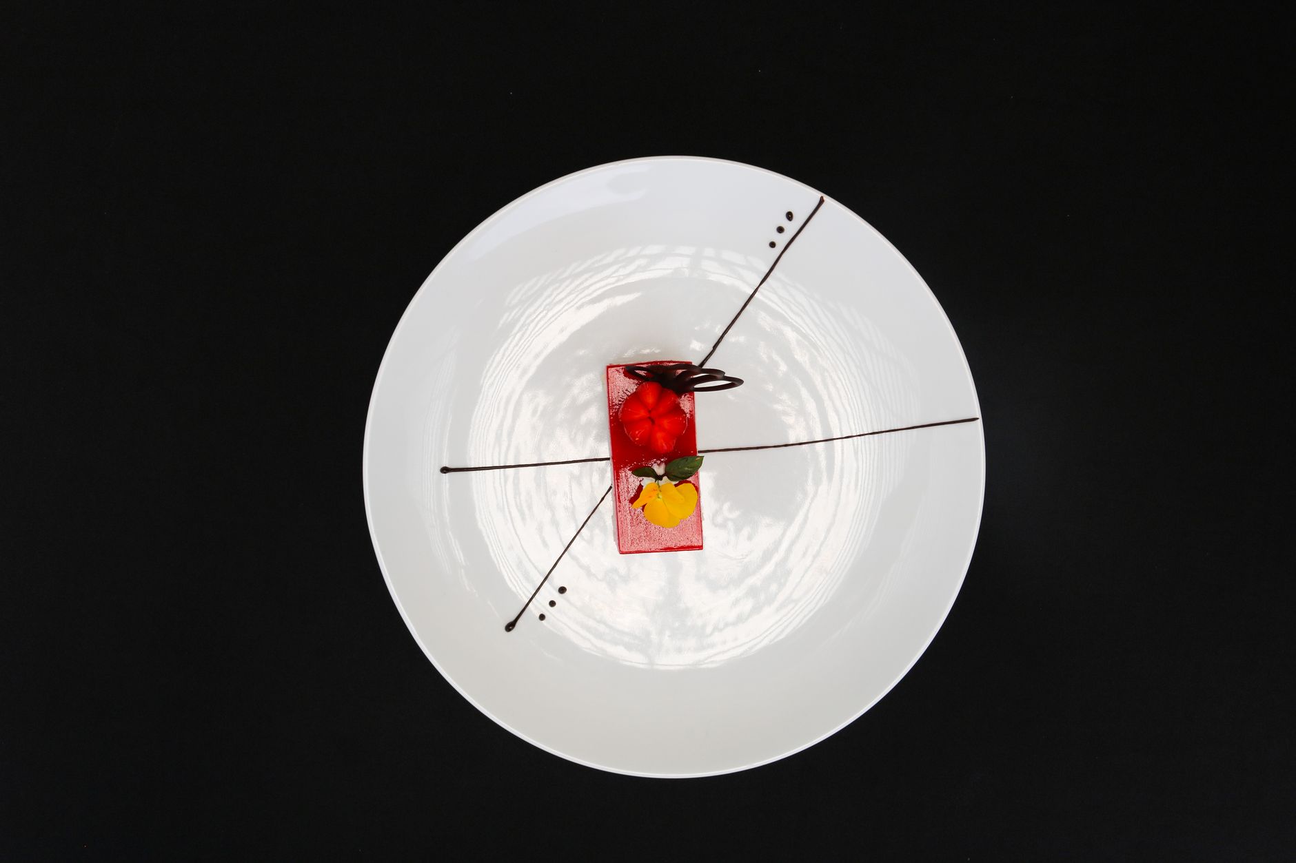 A plated dessert arranged like fine art